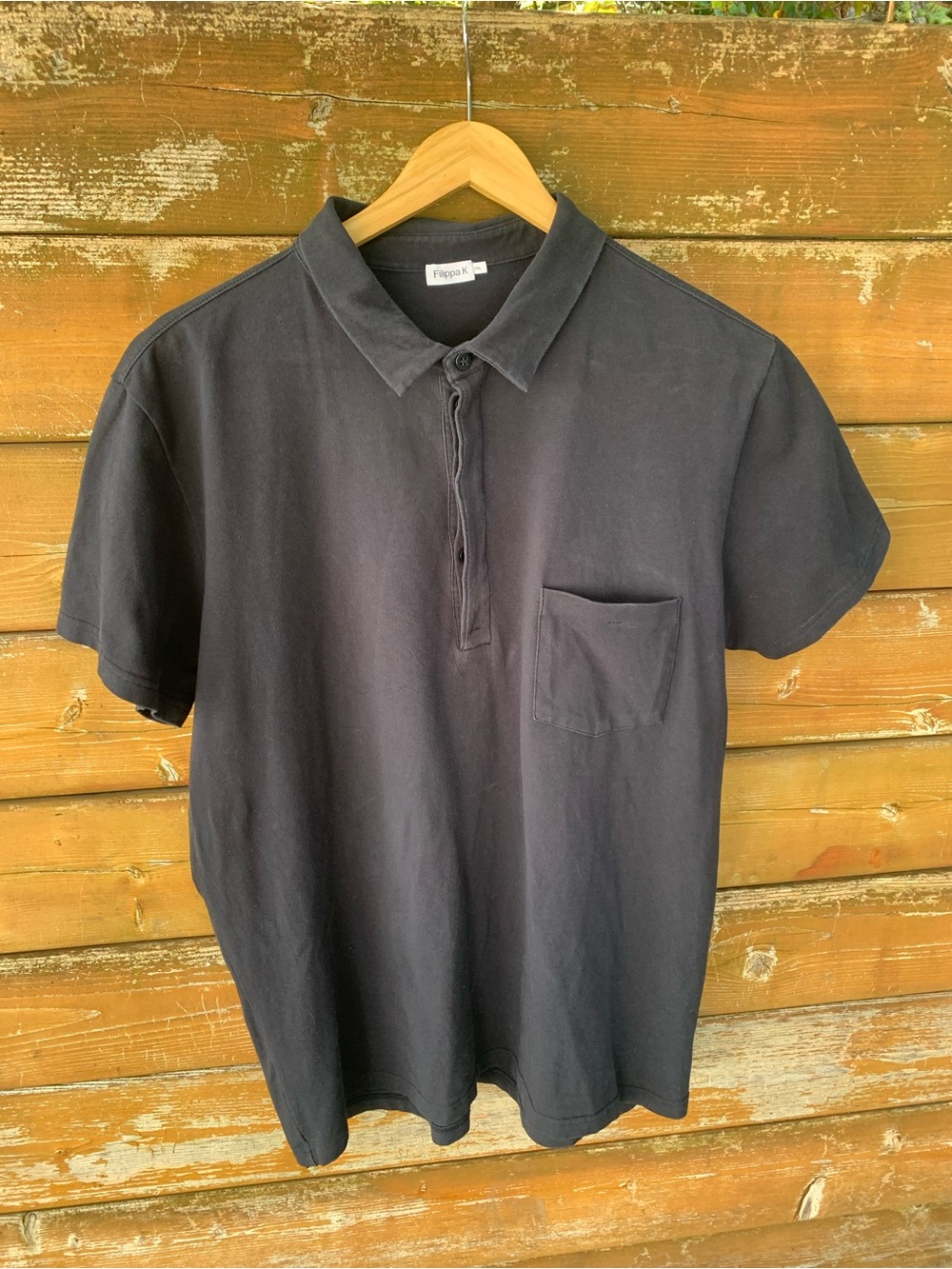 Filippa K Organic Cotton Navy Blue Polo Shirt Tagged XXL, Fits Smaller/Like L-XL